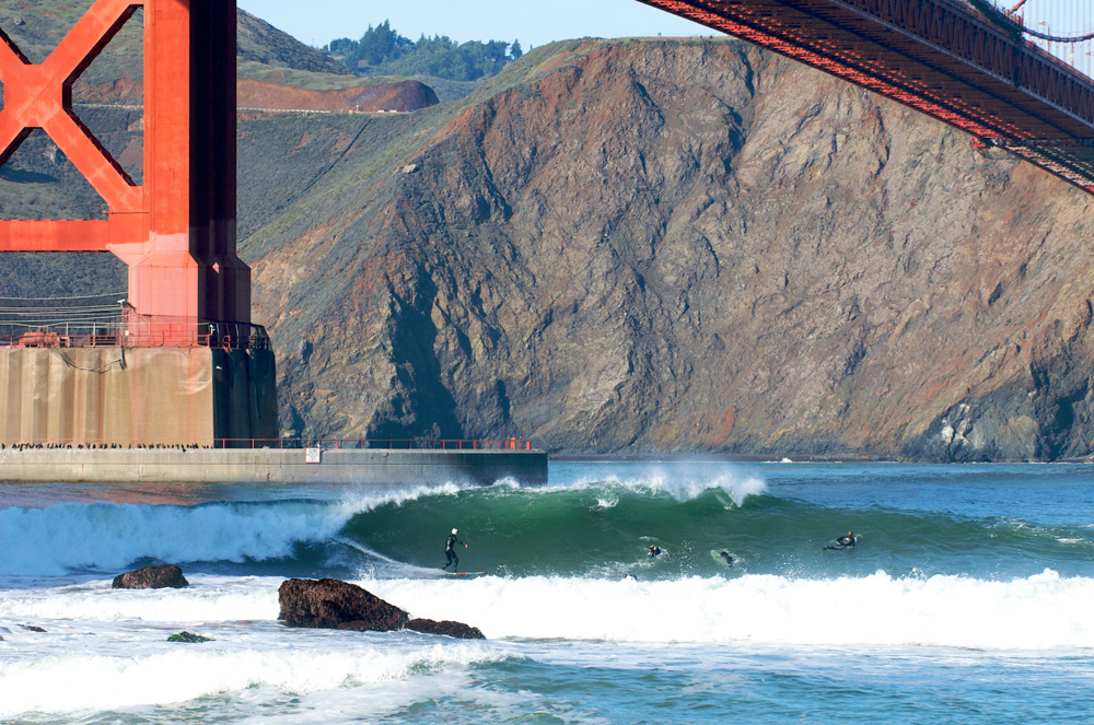 Thanksgiving Day Swell at Under the Golden Gate Bridge, at Fort Point, San Francisco